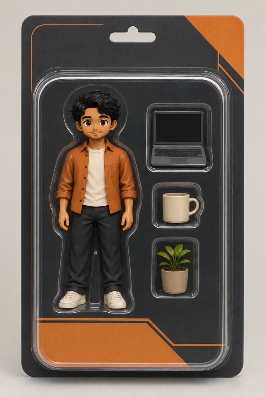 Action Figure Blister Pack — contoh hasil prompt