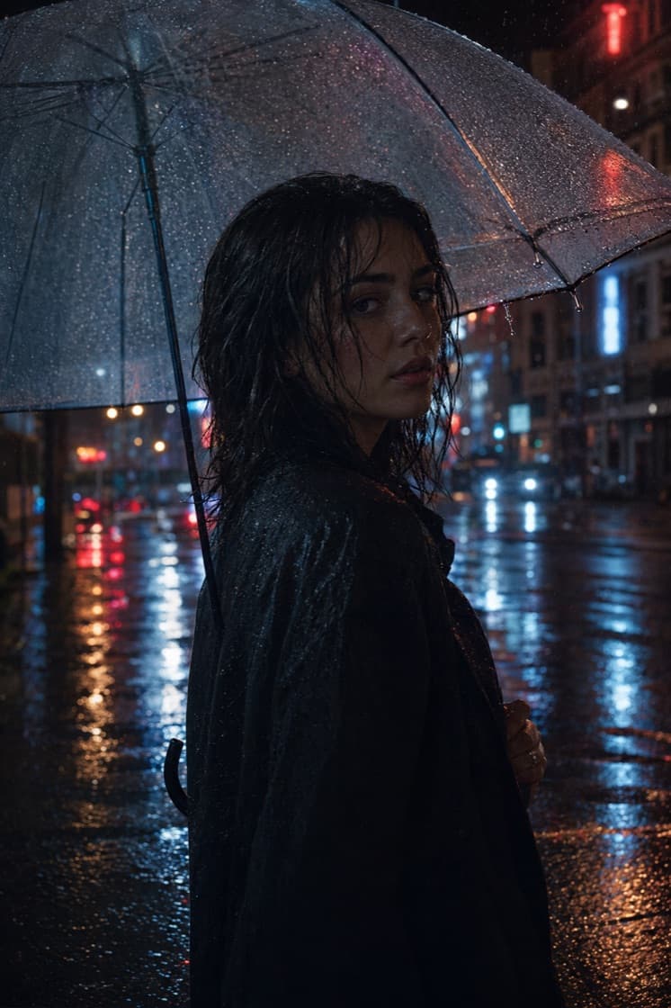 Neo-Noir Hujan Neon — contoh hasil prompt